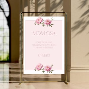 Peony Mimosa Sign | Mothers Day Mimosa Sign | Floral Sign | Mimosa signs | Drinks Sign | Cocktail Sign | Momosa Sign Instant Download Canva