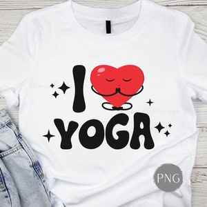 Ik hou van yoga png, yoga png, yoga shirt png, fitness png, motiverende png, geestelijke gezondheid, training png, fitness geschenken, yoga clipart