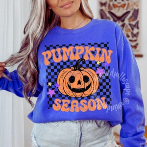 Herbst PNG, Distressed Kürbis Herbst Shirt Design, Karierte Kürbis Saison, Thanksgiving Png, Trendy PNG, Sublimation, DTF