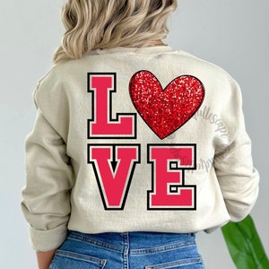 AMOR PNG, Design de camisa retrô de dia dos namorados, Coração brilhante PNG, Dia dos namorados PNG, Coração retrô, Lantejoulas falsas, Download de sublimação, DTF