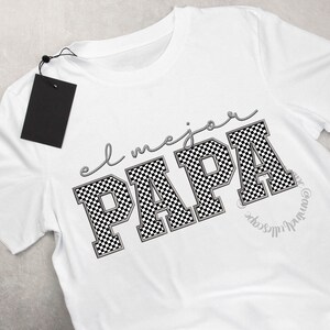 Papa PNG, Projekt koszuli w kratkę Papa, Sztuczne haftowane litery, Dzień Ojca, DTF, Sublimacja do pobrania, El Mejor Papa Plik cyfrowy