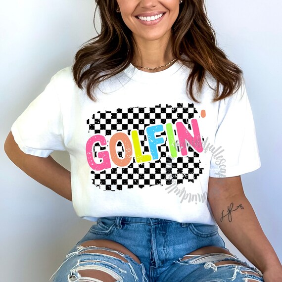 Distressed GOLF PNG, Colorful Golf Shirt Design, Golf Vibes, Checkered, Trendy Summer PNG, Sublimation Download, Digital File