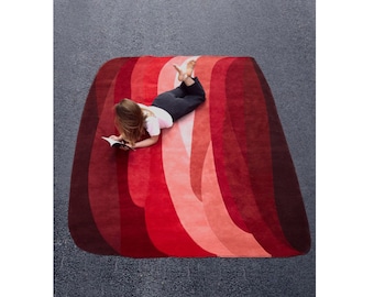 Einfachheit Dekoration Teppich Bunt Handgetuftet Rot Abstrakt Viskose / Wolle Rutschfester Teppich Teppich Wohnkultur Geschenk