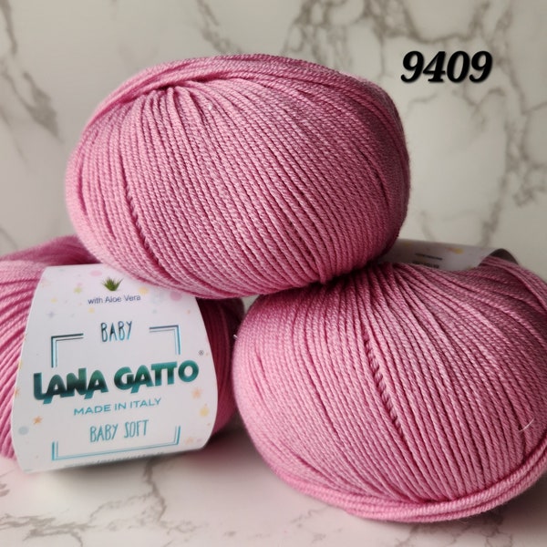 Baby Soft yarn, LANA GATTO yarn, Italian yarn, merino wool, yarn for knitting, merino wool procesed with Aloe Vero, yarn for babies knitwear