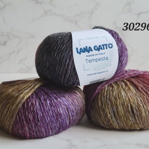 TEMPESTA Lana Gatto knitting yarn,  wool cotton blend, multicolor yarn, Italian yarn, gift fot knitters, knitting yarn, crochet yarn