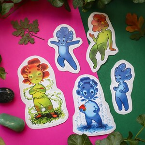 Little Fairy Babies Sticker Set 2 || Pixie Fantasy Figuren | 5er Pack Original Art Vinyl Stickers | Süße Sticker für Kinder