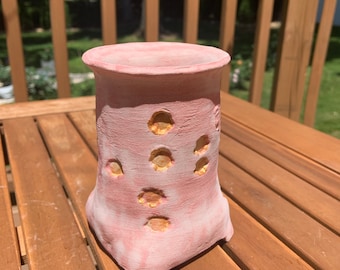 Earth Day Spring Rustic Pink Tall Cylinder Succulent Cactus Planter Pot with Drainage Hole Home Garden Gift Decoration