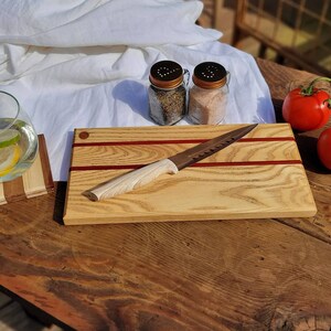 Handcrafted Oak & Padauk Cutting Board: Copper Inlay Cheese Board