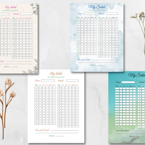 Daily Namaz Chart Etsy Ireland Daily Namaz Chart Etsy Ireland