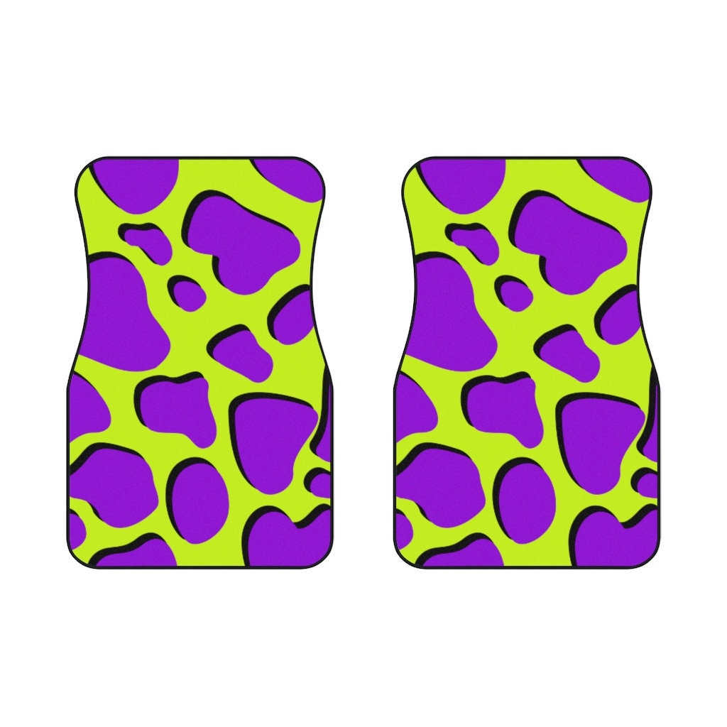 Neon Cow Print Car Mats