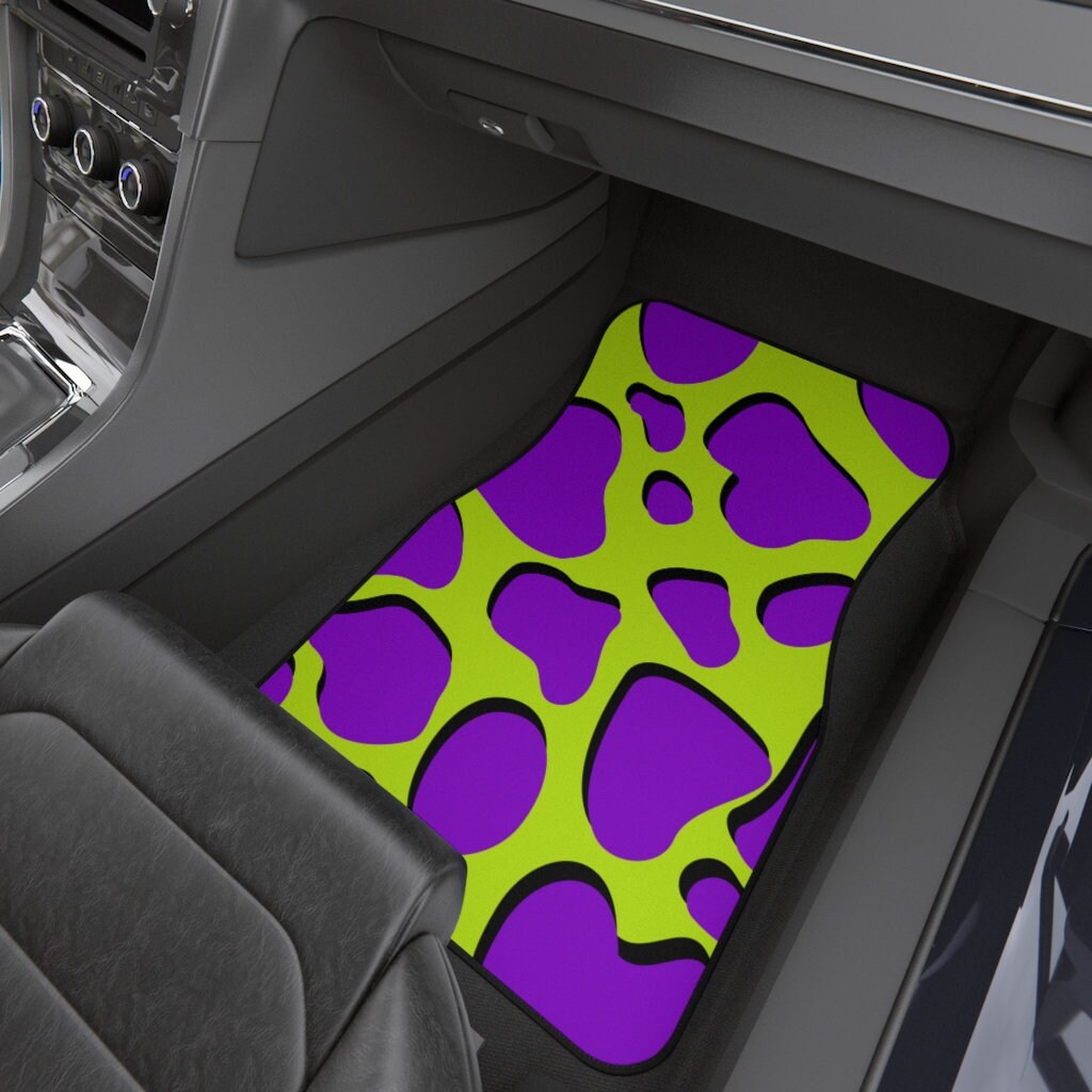 Neon Cow Print Car Mats