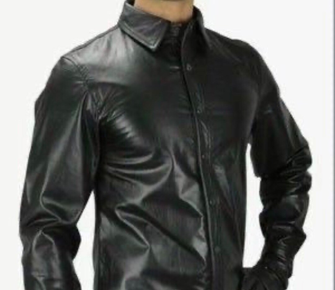 Men's Genuine Lambskin Leather Shirt, Unisex Shirt, Leather main image 1