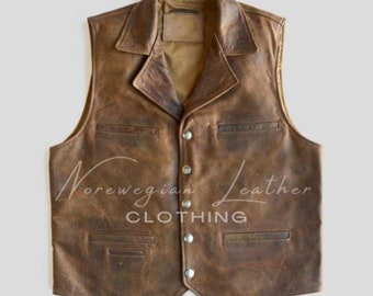 Men’s Leather Vest - Vintage Vest - Lambskin - Lederhemd - Lederweste - Leather Waistcoat - Stylish Vest - Schwarz Biker Vest - Vest unisex