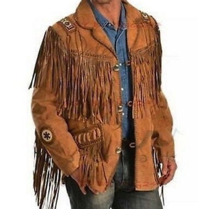 Handmade Suede Fringe Leather Jacket: Vintage Western Style