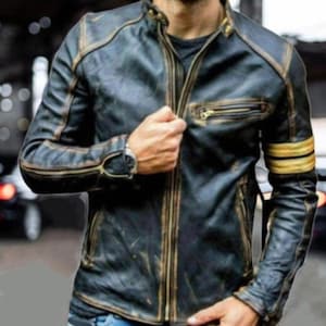 Modern Leather Jacket, Men’s Real Leather Jacket, Fashion, Brown Leather, Cuir Lederhemd Leder, Schwarz, Lambskin, Biker Jacket