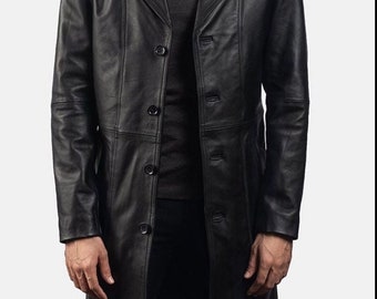 Men's Real Leather Coat. Soft Leather Coat, Mens Black Coat Handmade Men's Black Leather Long Coat, Men’s Leather Coat, Gift For Him