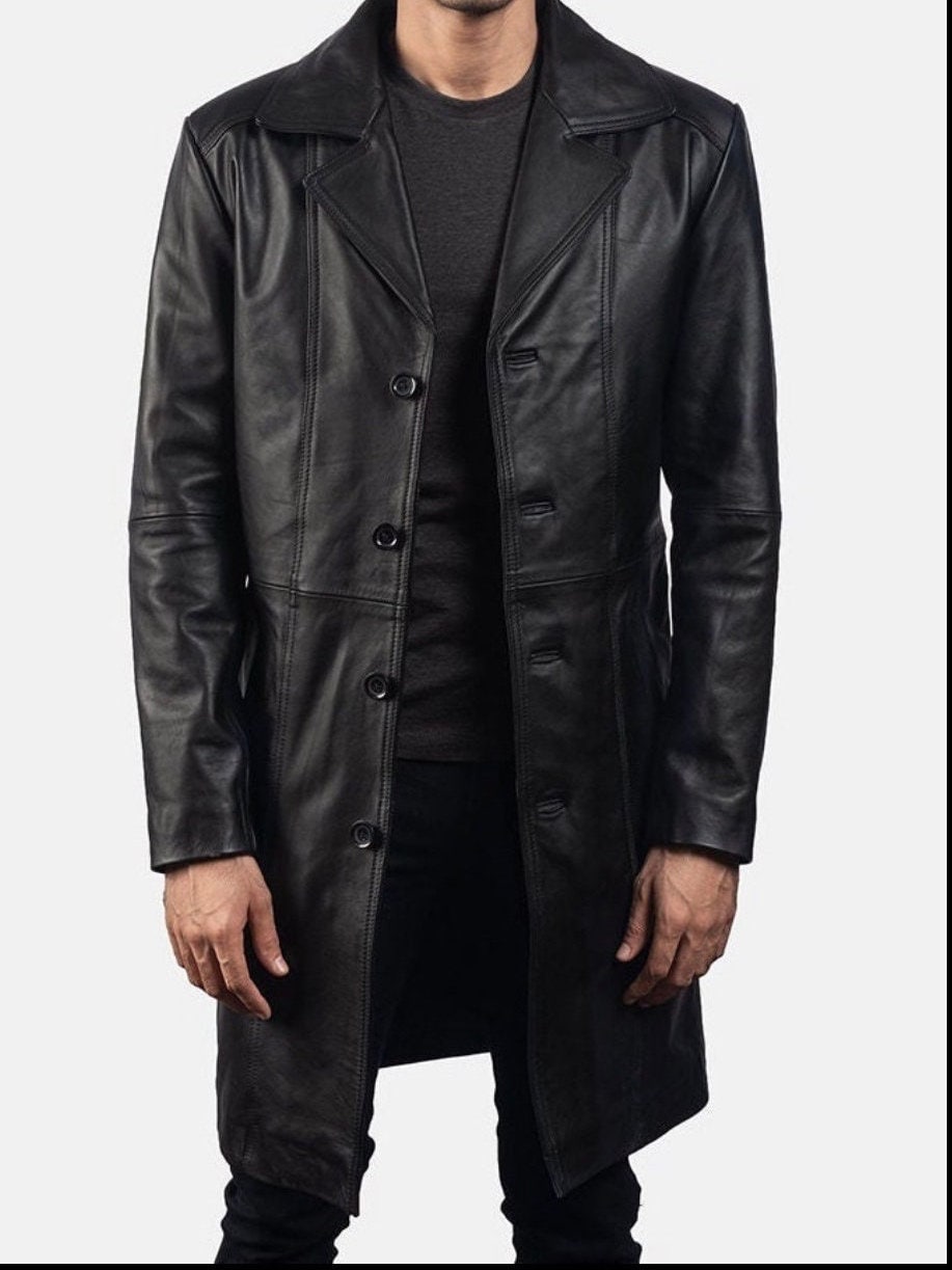 Men's Real Leather Coat. Soft Leather Coat, Mens Black Coat Handmade