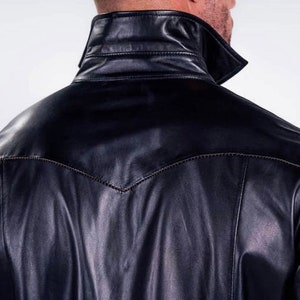 Men's Leather Shirt Lambskin Lederhemd Leder Schwarz Shirt, Lightweight Shirt image 6