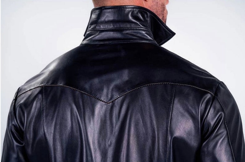 Men's Leather Shirt Lambskin Lederhemd Leder Schwarz Shirt, Lightweight Shirt image 6