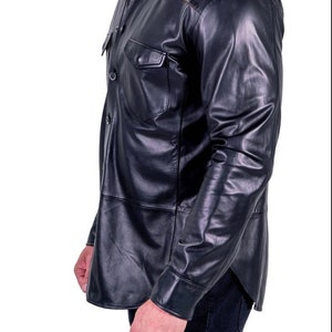 Men's Leather Shirt Lambskin Lederhemd Leder Schwarz Shirt, Lightweight Shirt image 5