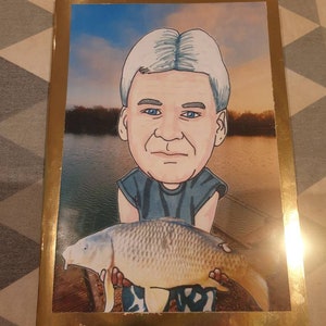 Tarjeta de felicitación A5 para cualquier ocasión con dibujos animados dibujados a mano.