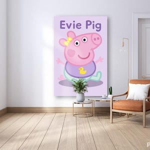 Evie Pig Printable Art  Peppa Pig Style Digital Download Cute Nursery or Kids Room Decor