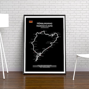 Póster digital imprimible de Nürburgring Nordschleife, decoración de pared, descarga instantánea
