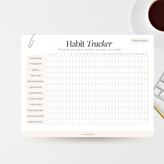Daily Habit Tracker Template printable PDF | Etsy