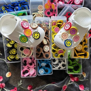 Smiley Face Croc Charms - Colourful CHILDREN AND ADULT Croc Shoe Buckle Personalisation Accessories Shoes Decorations Pins Gifts