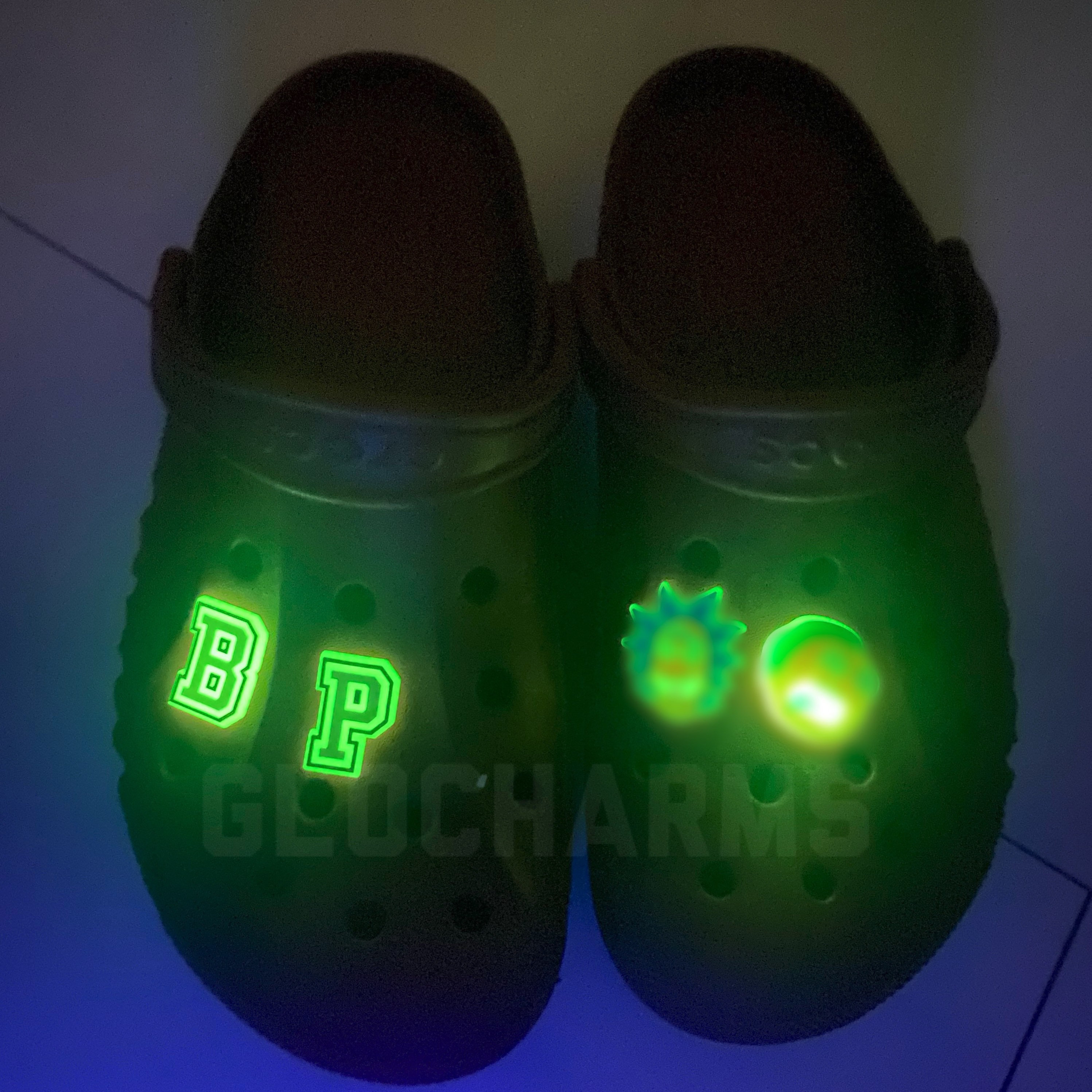 Glow in the Dark Croc Charms Letters and Numbers 