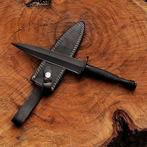 Handmade Knife, Handmade Dagger Knife, Handmade Army Sykes Commando 2nd Pattern Hunting Knife with Leather Sheath