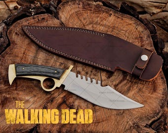 Handmade Daryl Bowie Knife: Walking Dead Replica with Brass Guard