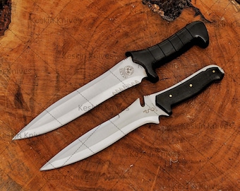 Handmade D2 Steel Bowie Knife Set, Jack Krauser and Leon Kennedy Replica