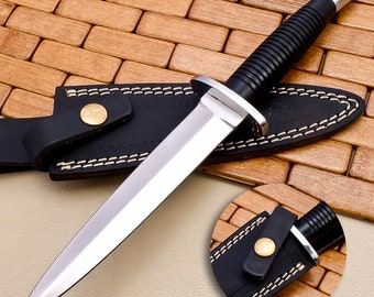 Hand Forged D2 Steel Fairbairn Sykes Dagger: Exquisite Handle, Leather Sheath, Exceptional Hunting Knife