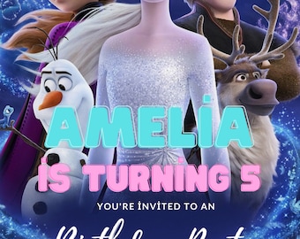 Princess Elsa Birthday Invitation|Winter Snow Birthday Party Invites Template, Printable,Editable Instant Download - DIGITAL |Canva Template