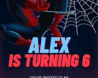 Spiderman Birthday Party Invitation, Spider Man Party, Blue, Red, Any Age, Superhero, Editable PDF Template, Text or Print