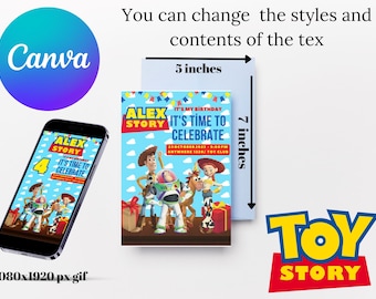 Editable Toy Story Birthday Invitation Template, Printable Birthday Party Invitations, Digital Kids Party Invite Template, Boys & Girls