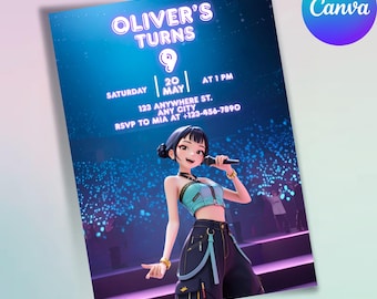 Kpop Demon Hunters Birthday Invitation , Mira Kpop Birthday Invitation,  (Digital Download)