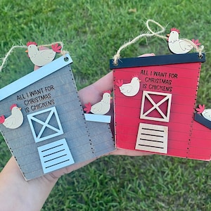 Chicken Coop Ornament, Chicken Ornament, chickens, All I want for Christmas is chickens, farm, Christmas ornaments, barn, farmhouse