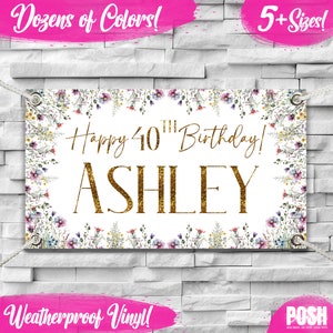 40TH BIRTHDAY BANNER | 40th birthday, 40, 40th, banner, custom banner, birthday banner, party decor, personalized banner, Birthday banner,