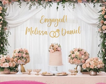 Personalized "Engaged" Banner! engagement party decor | engagement party | engagement decorations | engagement banner | engagement