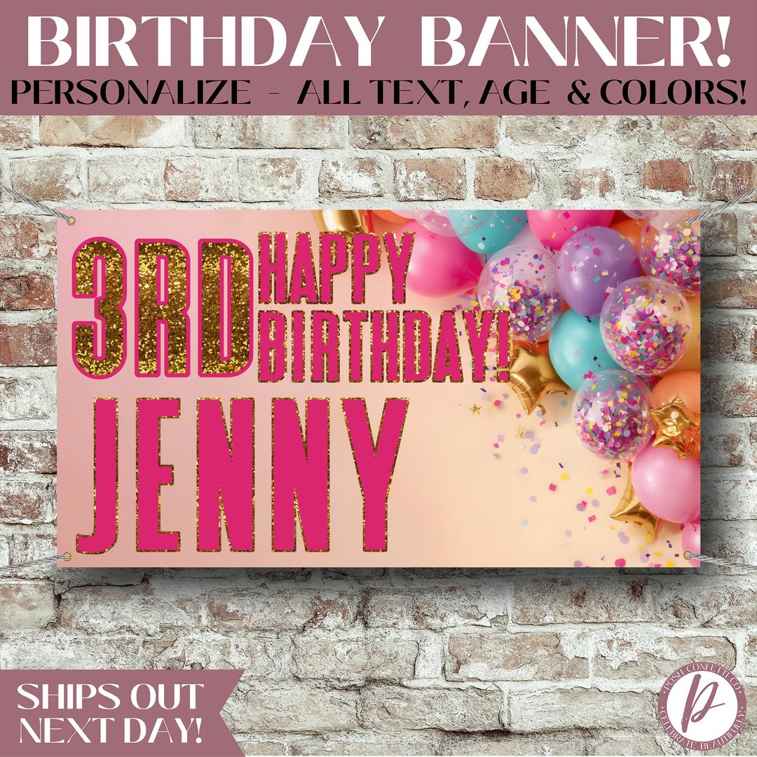 FUN 3RD BIRTHDAY BANNER | Third Birthday Party Decor | Personalized ...