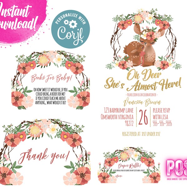 Oh Deer a Baby Girl is Almost Here Baby Shower Invitation - Etsy