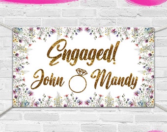 Personalized "Engaged" Banner! engagement party decor | engagement party | engagement decorations | engagement banner | engagementarty Decor