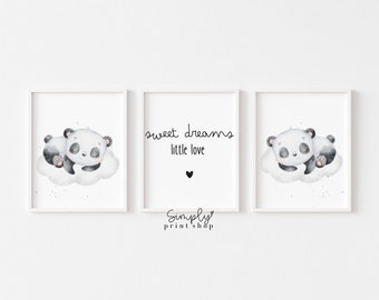 Set of 3 Nursery Signs, Sweet Dreams Little Love, Nursery, Decor, Wall Art, Gender Neutral Nursery, Baby Room Decor, Animals, Gray Nursery