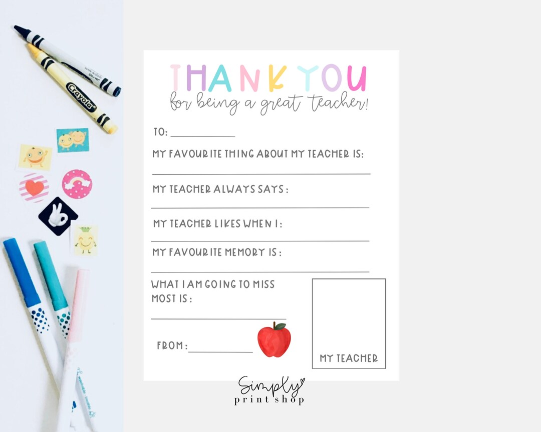 Teacher Thank You Gift, End of Year Teacher Gift, End of School, Gift ...
