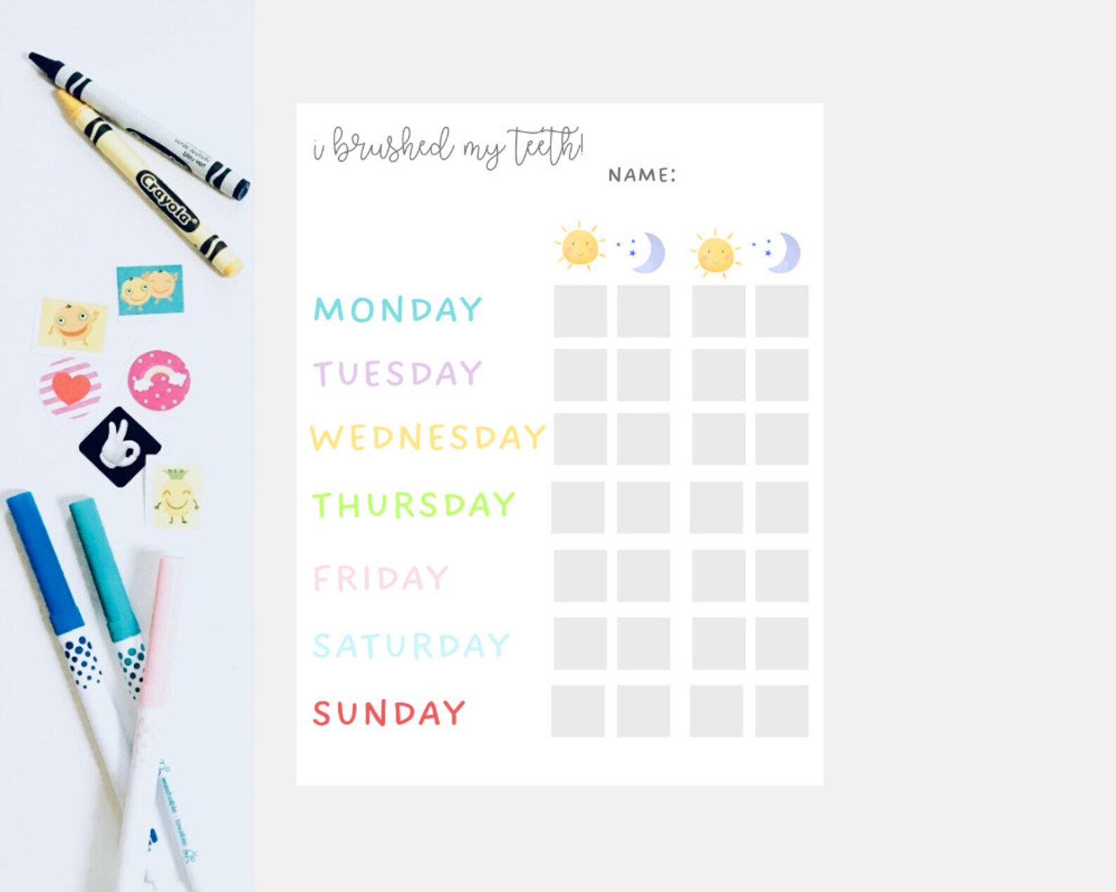 Teeth Brushing Chart Sticker Chart Kid's Printable Teeth Etsy Canada