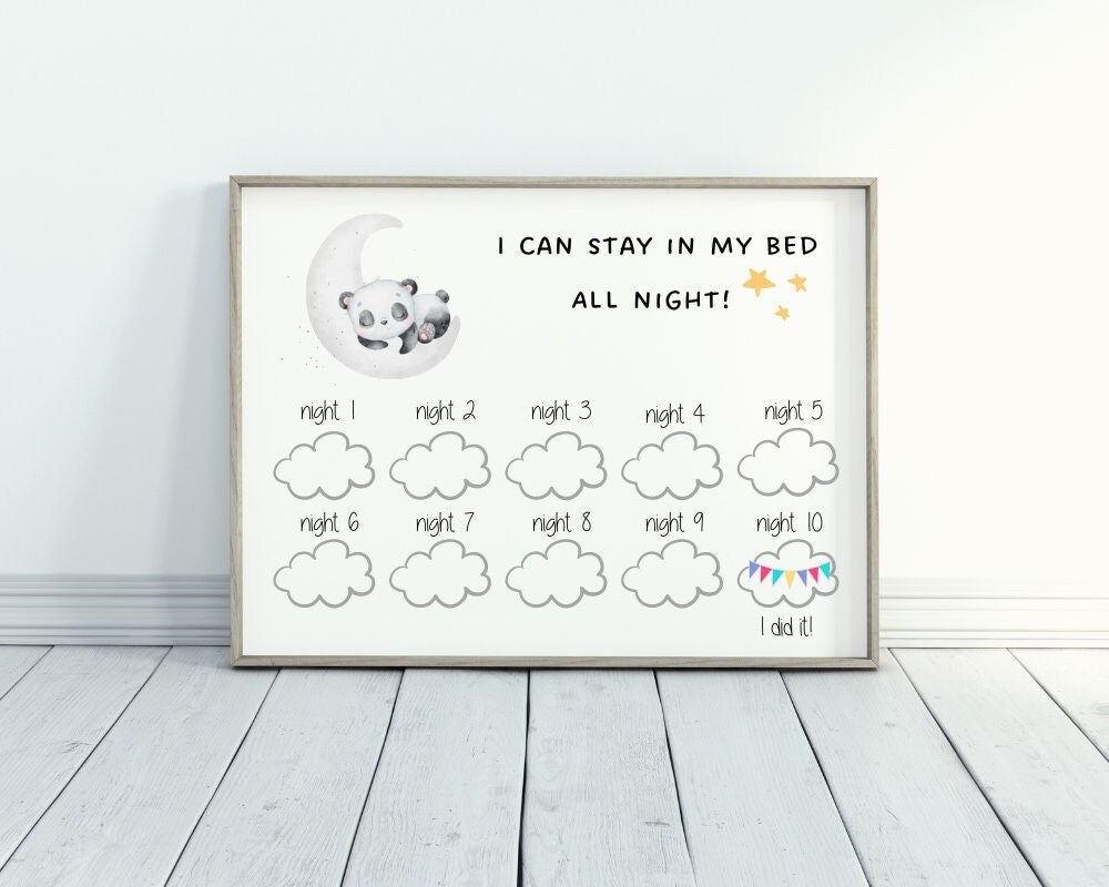 Kids Printable Stay in Bed Sticker Chart Reward Chart Etsy Canada