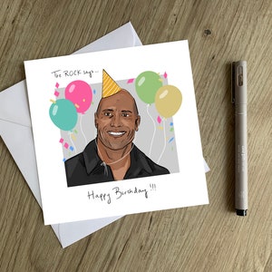 Carte d'anniversaire Dwayne Johnson - carte d'anniversaire originale The Rock dessinée à la main