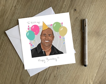 Dwayne Johnson Birthday Card - Hand drawn Original The Rock Birthday Card